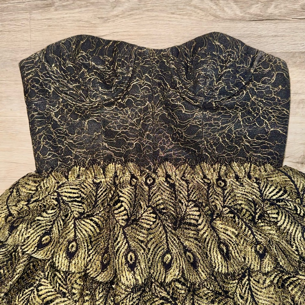 Haute Hippie Peacock Bustier Fit & Flare Mini Dress Cocktail Party Halloween - Picture 6 of 11